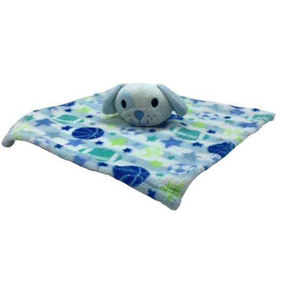 Swiggles Lovey Security Blanket Plush Puppy Dog Blue Star Green Sport Balls 12" - Picture 1 of 6